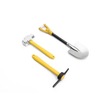 Set kovové kladivo, motyka a rýč expedice 1/10