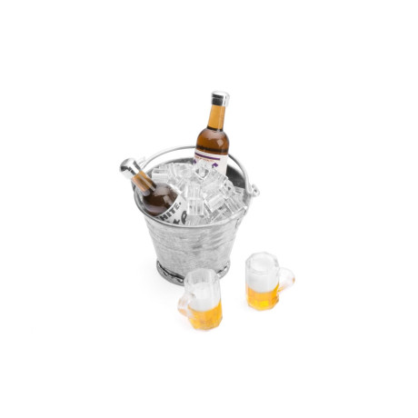Kyblík s ledem, láhve a půllitry s pivem expedice 1/10
