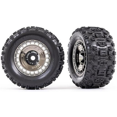 Traxxas kolo 3.8", pneu Sledgehammer, disk černě chromovaný s poklicí (2)