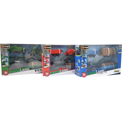 Bburago traktor s doplňky - dárkové balení (sada 6ks)