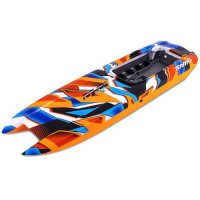 Pótalkatrész a Traxxas DCB M41 RC modellhez: narancssárga hajótest, teljesen összeszerelve. ABS-ből készült. Habszivacs párnázással együtt.