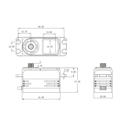CH712S SSR HiVOLT CORELESS Digital servo LOW PROFILE (12,6 kg-0,049s/60°)