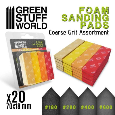 Foam Sanding Pads - COARSE GRIT ASSORTMENT x20 / Penové brúsky Hrubá zrnitosť x20