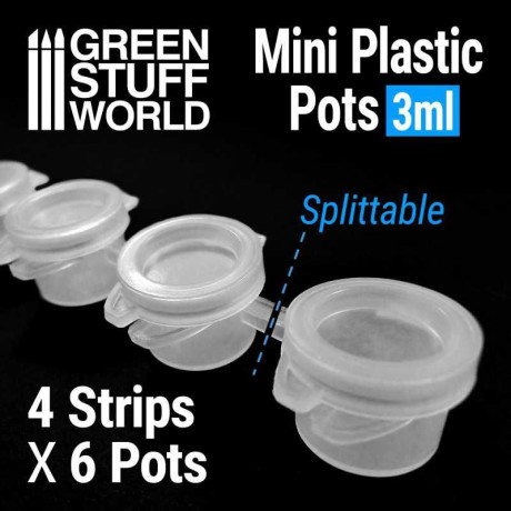24x Mini Plastic Pots 3ml / 24x mini plastové nádobky 3 ml