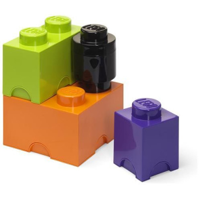 LEGO úložné boxy Multi-Pack 4ks - fialová, černá, oranžová, zelená