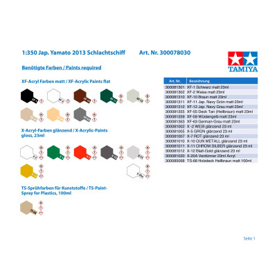 Tamiya 78030 Yamato Japanese Battleship 1/350