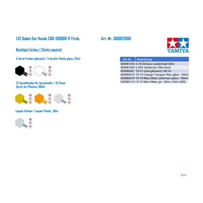 Tamiya 1:12 Front Fork Set CBR1000RR-R Fireblade SP