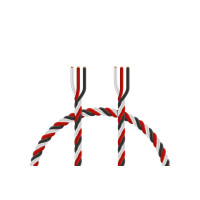 Csavart háromvezetékes vastag kábel Futaba színekben (fekete/piros/fehér) PVC szigeteléssel, vezető keresztmetszete 0,25 mm2. Nagy rugalmasságú, 65 szál 0,07 mm-es, max. 48 V, 5 A. Átmérő 1,5/2,9 mm.Made in Germany. Az ár 1 méterre érvényes.