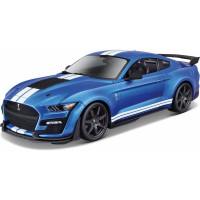 Fém modell autó 1:18 Maisto 31388 Ford Shelby GT500 2020 nem csak gyűjtőknek. A modell részletes kivitelben, műanyag alapon. A modell színe metálkék, mérete kb. 27 cm.