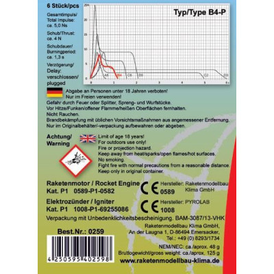 Klima raketový motor B4-P EL (30ks)