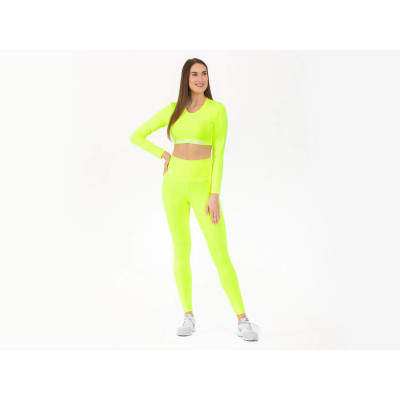 Dámsky Crop Top dlhý rukáv NEON YELLOW