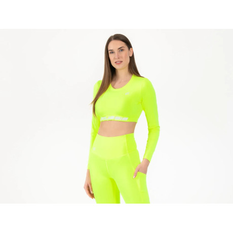 Dámsky Crop Top dlhý rukáv NEON YELLOW