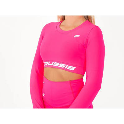 Dámsky Crop Top dlhý rukáv NEON PINK