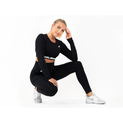 Dámsky Crop Top dlhý rukáv BLACK