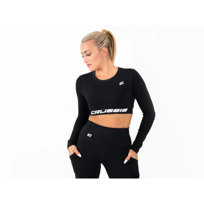 Dámsky Crop Top dlhý rukáv BLACK