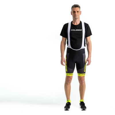 Cyklistické kraťasy s trakmi CRUSSIS, čierna / žltá