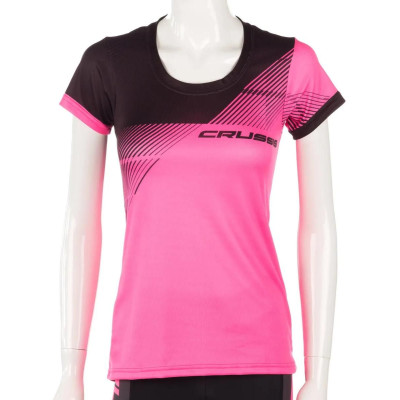 Dámske športové tričko CRUSSIS, krátky rukáv, ružová / čierna