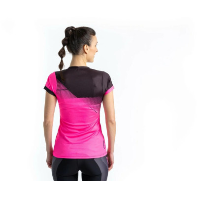 Dámske športové tričko CRUSSIS, krátky rukáv, ružová / čierna
