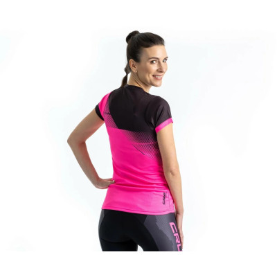 Dámske športové tričko CRUSSIS, krátky rukáv, ružová / čierna