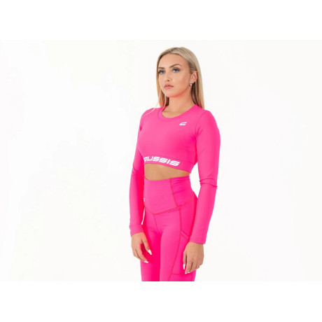 Dámsky Crop Top dlhý rukáv NEON PINK