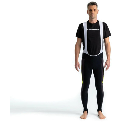 Cyklistické nohavice s trakmi CRUSSIS, čierna / žltá