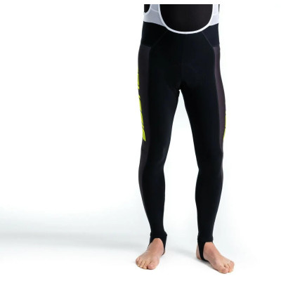 Cyklistické nohavice s trakmi CRUSSIS, čierna / žltá