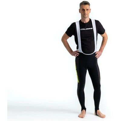 Cyklistické nohavice s trakmi CRUSSIS, čierna / žltá