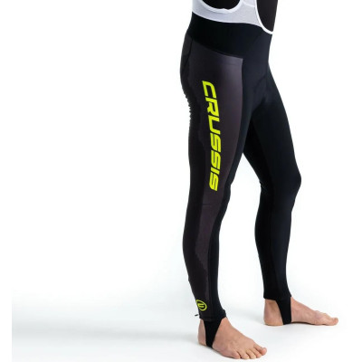 Cyklistické nohavice s trakmi CRUSSIS, čierna / žltá