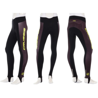 Cyklistické nohavice s trakmi CRUSSIS, čierna / žltá