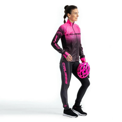 Dámské elastické kalhoty CRUSSIS, černá/růžová