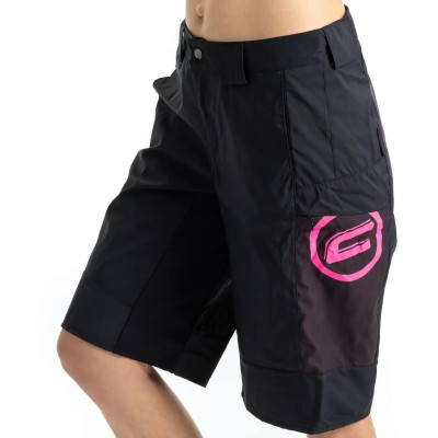 Dámské cyklistické kraťasy CRUSSIS volné, černá/růžová