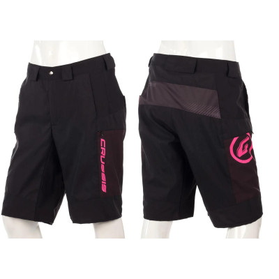 Dámské cyklistické kraťasy CRUSSIS volné, černá/růžová
