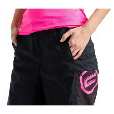 Dámské cyklistické kraťasy CRUSSIS volné, černá/růžová