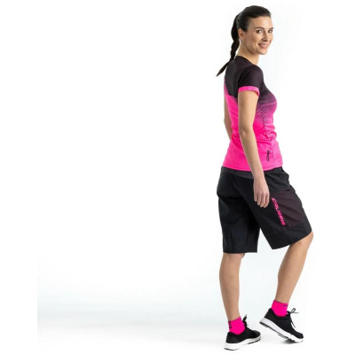 Dámské cyklistické kraťasy CRUSSIS volné, černá/růžová