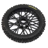 Alkatrész Losi 1:4 Promoto-MX RC-modell motorkerékpárhoz: kerék Dunlop MX53 első gumival, fekete tárcsával