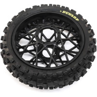Alkatrész Losi 1:4 Promoto-MX RC-modell motorkerékpárhoz: kerék Dunlop MX53 hátsó gumival, fekete tárcsával