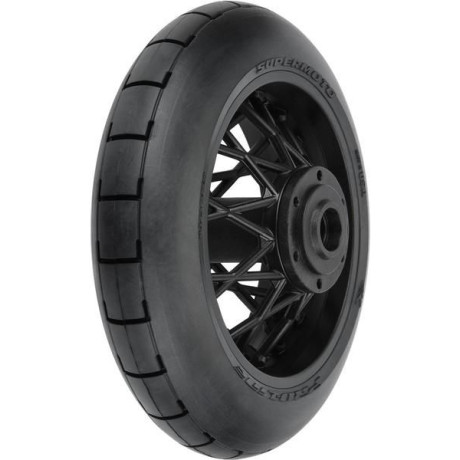 Pro-Line kolo s pneu 1:4 Supermoto zadní, disk černý: PM-MX
