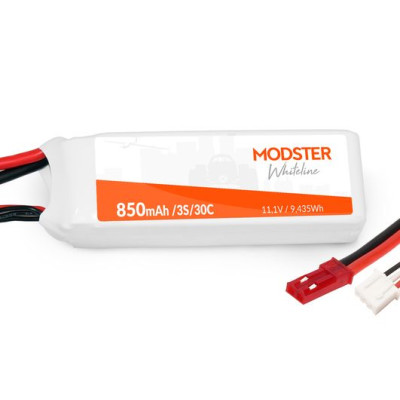 LiPo Pack 3S 11.1V 850 mAh 30C (JST) MODSTER WhiteLine
