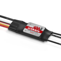 Az alap KAVAN szabályzó széria új változata modellrepülőgépekhez, kibővített programozási lehetőségekkel. Folyamatos áram 40A, csúcsáram 60A. Kapcsolható UBEC 5V/5A. Tápegység 3-4S LiPo. Súly 36g. Méretek 60x25x8mm.