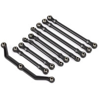 Pótalkatrész Traxxas TRX-4M RC modellautókhoz, 162 mm-es meghosszabbított tengelytávval: kuplungkészlet (komplett, elöl és hátul). Tartalmazza: 1x kormánykapcsoló, 2x alsó első kapcsoló, 2x felső első kapcsoló, 4x hátsó kapcsoló. Összeszerelve, gömbcsapokkal együtt.