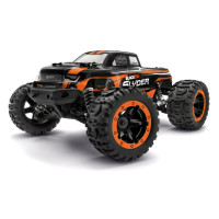 1:16 méretarányú modell egy 4x4-es monster truckról, egyenáramú motorral hajtva, inkl. RC kormánykerék készlet 2,4 GHz és meghajtó akkumulátor. Vízálló vezérlő és vevő.