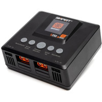 Spektrum S250 töltő 2x 50W töltőteljesítménnyel SMART technológiával, könnyű töltést, két független kimenetet, IC3/IC5 kimeneti csatlakozókat, színes LCD kijelzőt kínál. LiFe/LiIon/LiPo/LiHv (1- 4 cella), NiMH/Cd (1-12 cella), áram 8A-ig.