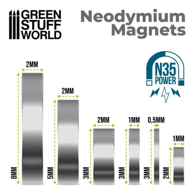 Neodymium Magnets 2x1mm - 50 units (N35) / Neodymové magnety 2x1mm 50ks