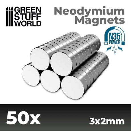 Neodymium Magnets 3x2mm - 50 units (N35) / Neodymové magnety 3x2mm 50ks