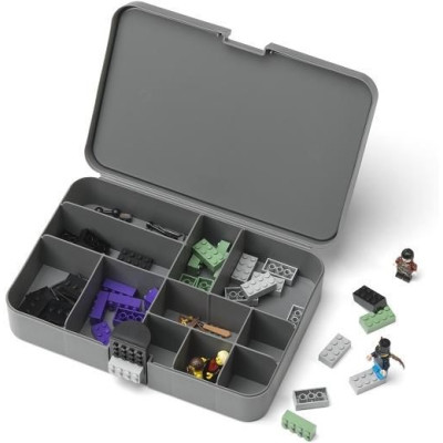 LEGO úložný box s přihrádkami - šedý