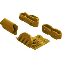 Pótalkatrész RC modellhez Arrma MT Gorgon: alsó síléc, lökhárító tartó, narancssárga.