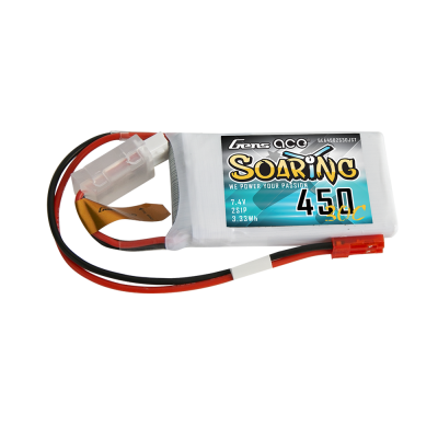 Gens ace Soaring 450mAh 7.4V 30C 2S1P Lipo Battery Pack with JST-SYP Plug