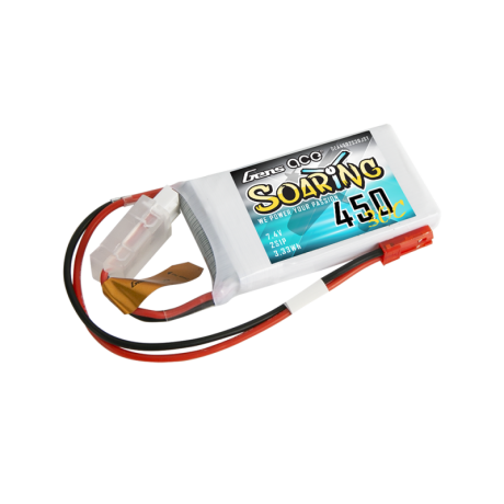 Gens ace Soaring 450mAh 7.4V 30C 2S1P Lipo Battery Pack with JST-SYP Plug