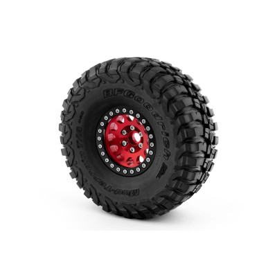 1.9'' Hliníkové beadlock disky pro 1/10 crawler/expedice červené - 2 ks