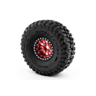 1.9'' Hliníkové beadlock disky pro 1/10 crawler/expedice červené - 2 ks